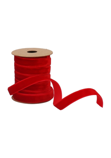 Red Velvet Ribbon On Wooden Spool - Gisela Graham